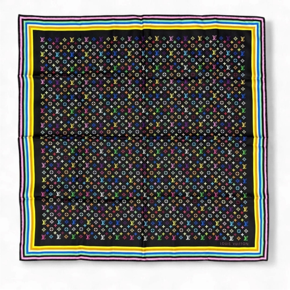 Louis Vuitton Black Multicolor Monogram Scarf - Picture 1 of 11